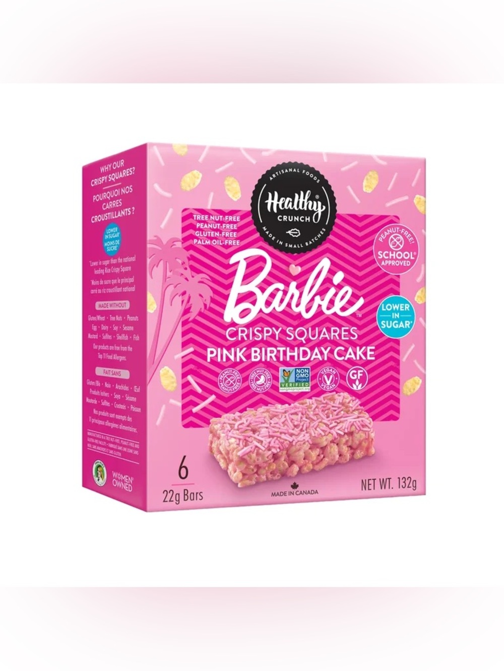 New Healthy Crunch Barbie Pink Birthday Cake Flavored Crispy Squares Bars 6 Ct🎂